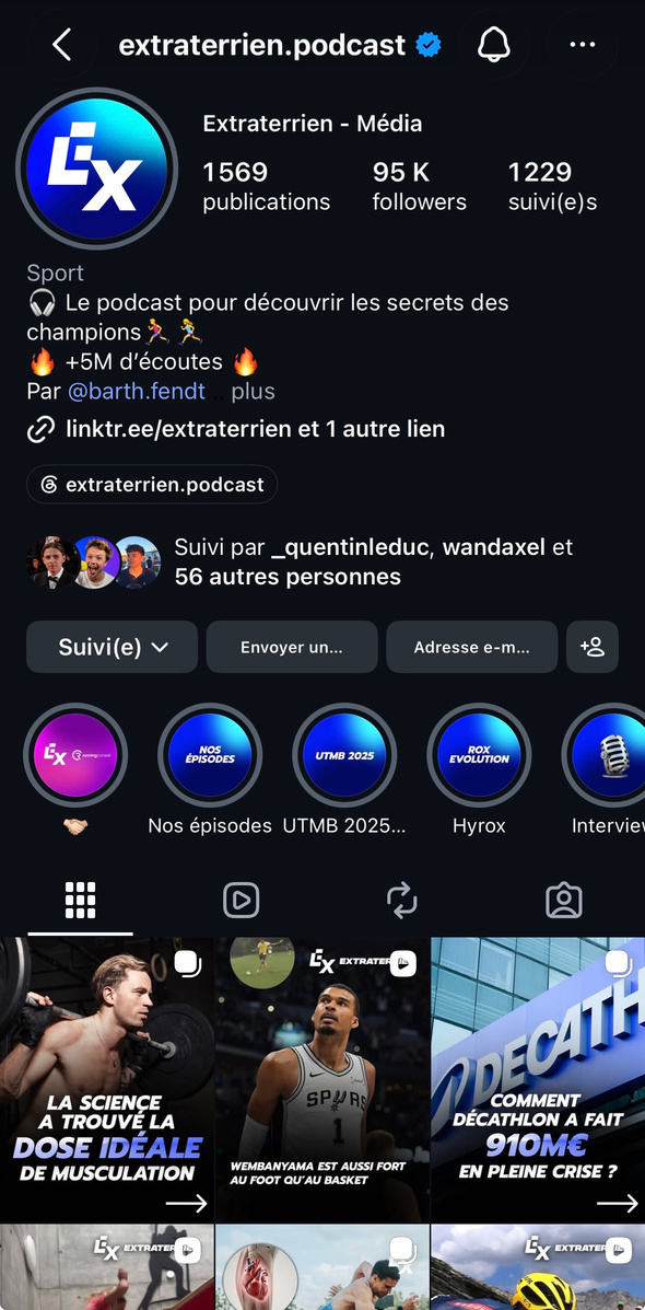 Reel Instagram du média Extraterrien
