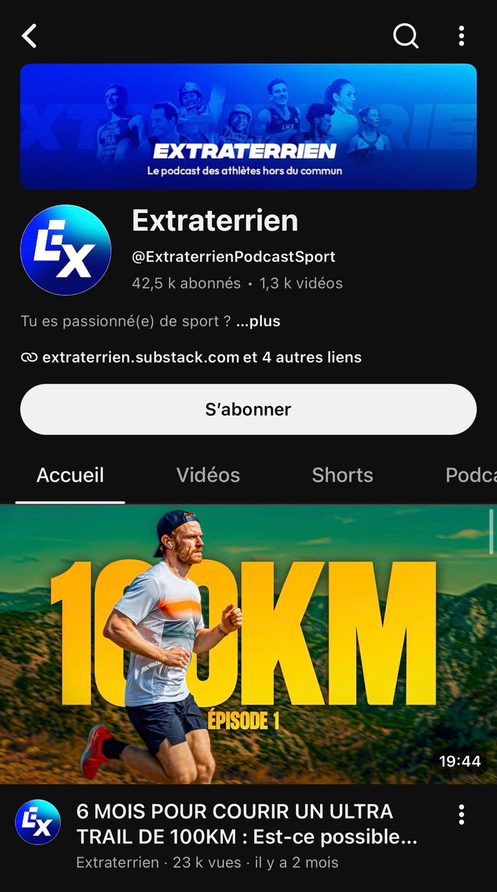 Chaîne YouTube Extraterrien Podcast Sport
